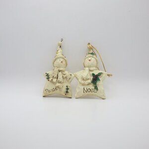 Set of Star Snowmen Ornaments (Peace and Noel)
